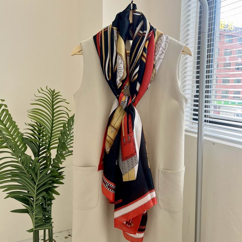 Hermes silk scarf 90-180cm E15 (8)
